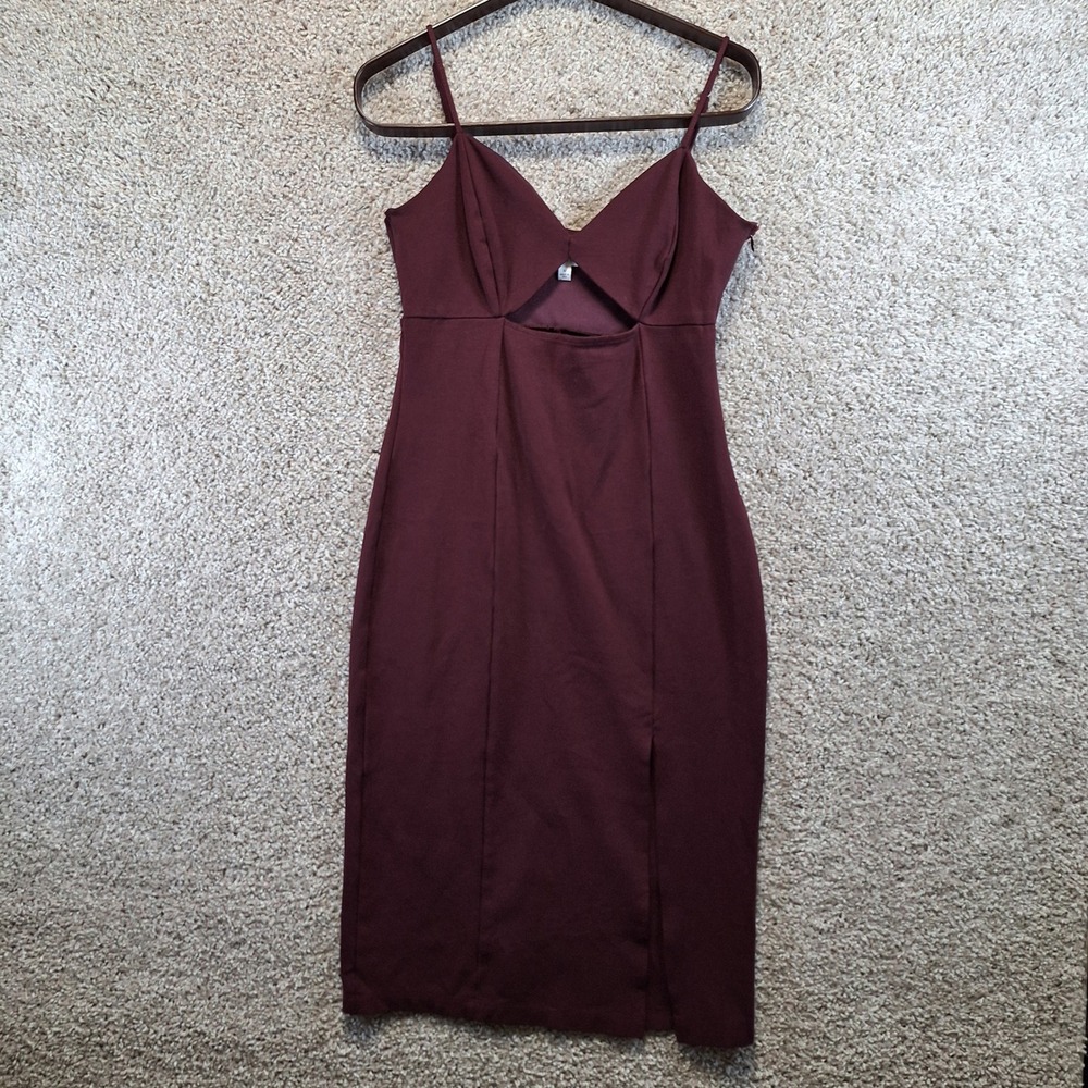 Socialite Midi Dress Womens M Burgundy Bodycon Cocktail Party Made in‎ USA